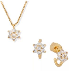 NWT! Kate Spade Flower Huggie Earrings & Pendant Set